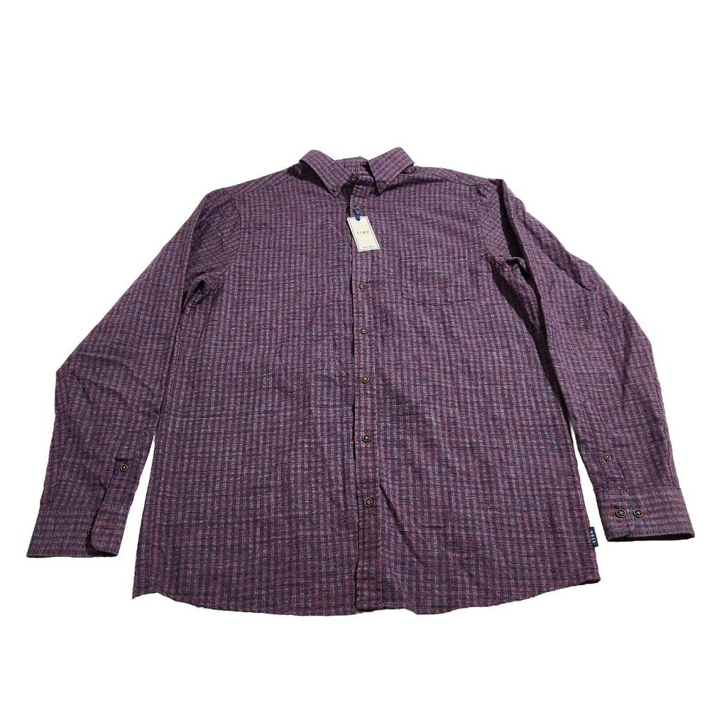 Rowm Mens Long Sleeve Button-Down Shirt Red/Blue Checkered size LT - Picture 8 of 11